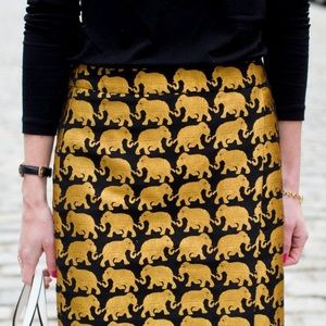 JCrew embroidered elephant skirt size 0